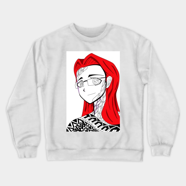 boho lady in red ecopop Crewneck Sweatshirt by jorge_lebeau